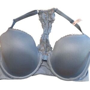Victoria's Secret Body by Victoria Front Close Lace Racerback Bra Blue 34DD